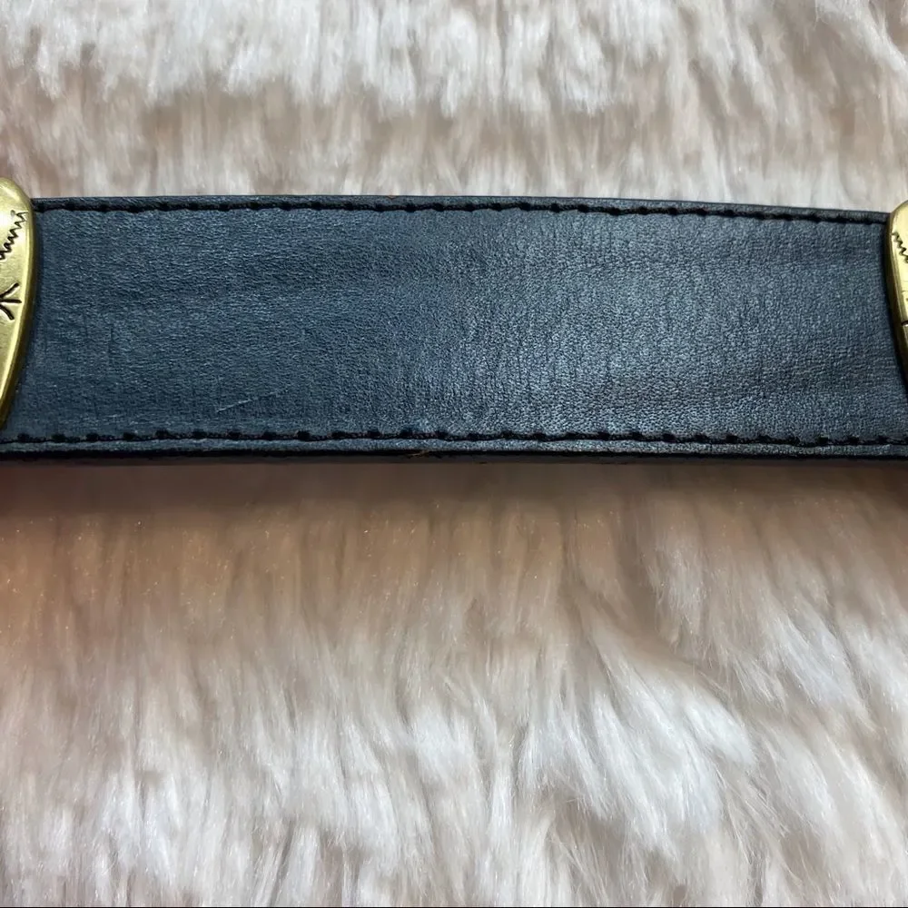 Brighton Vintage Multi-colored Leather Belt With Gold Tone Hardware
